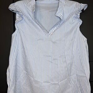 SHEIN Blue and White Striped Women's Top